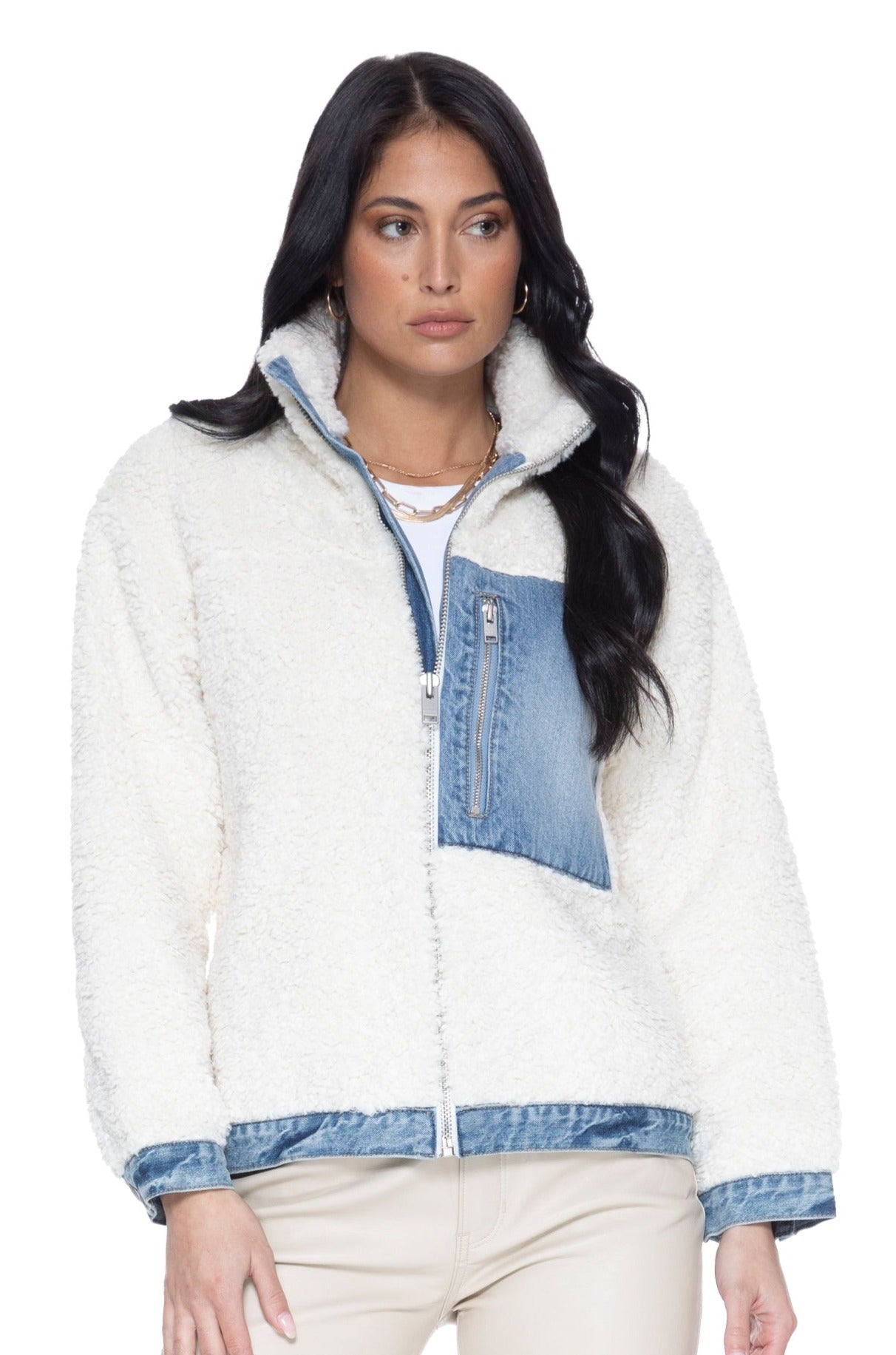 Après Ski Jacket in Angel Falls & Off White