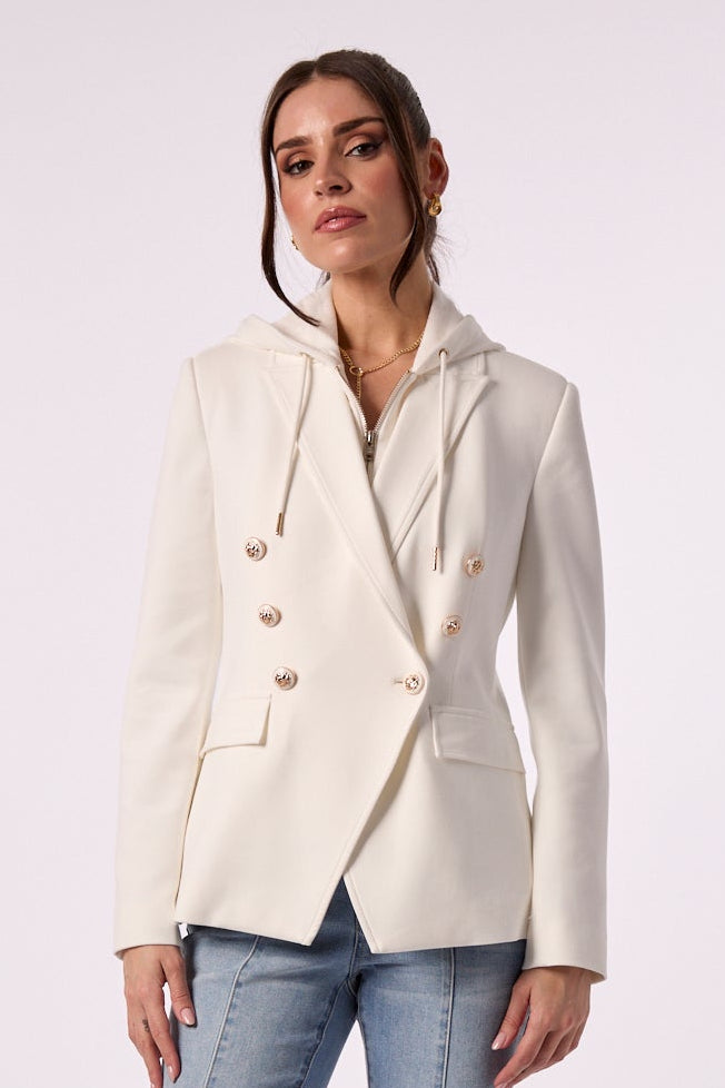 Helen Double Breasted Blazer With Removable Hoodie Insert -Whipped