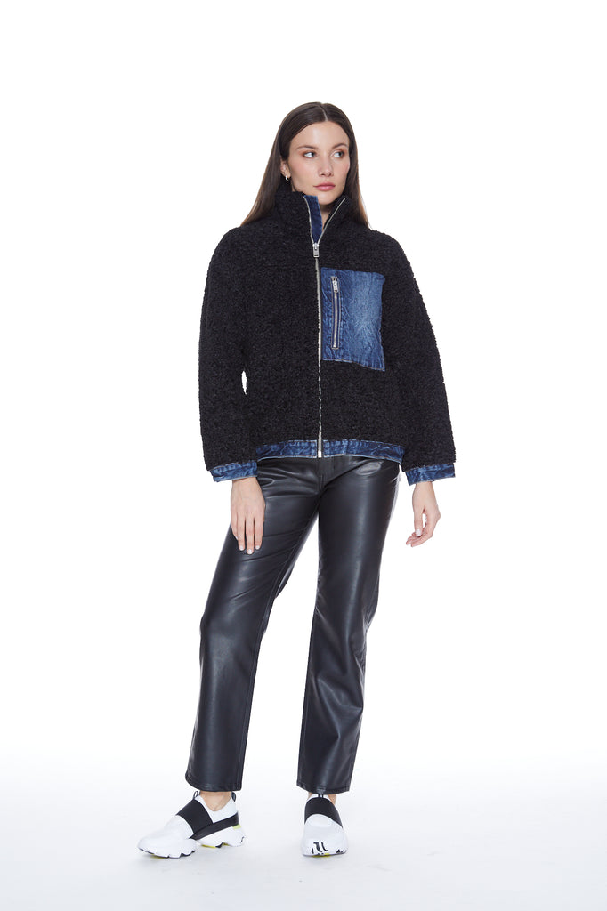 Apr s Ski Jacket in Monaco Black Blue Revival
