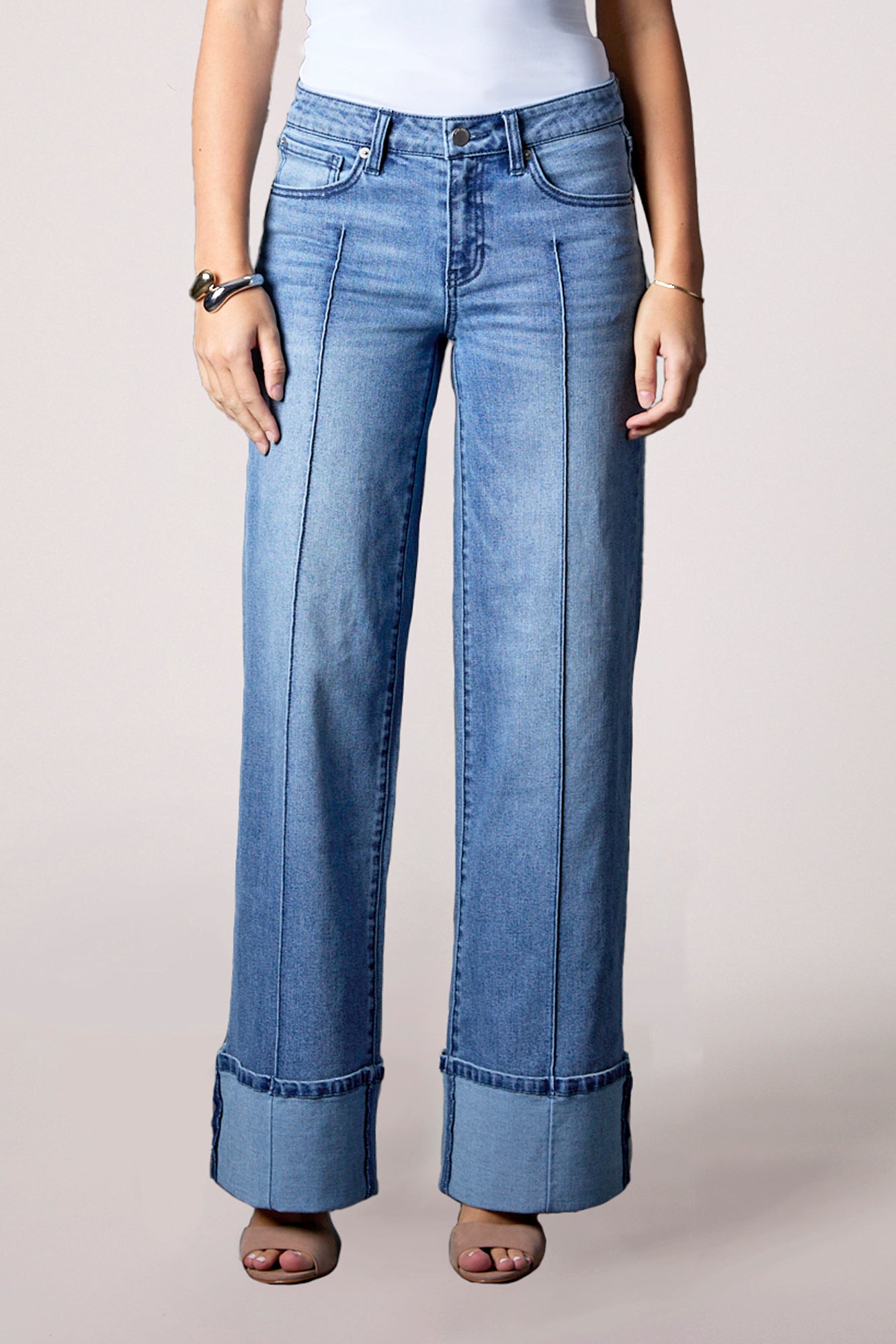 Cuffed Low Rise Recycled Wide Leg - Medium Tel Aviv