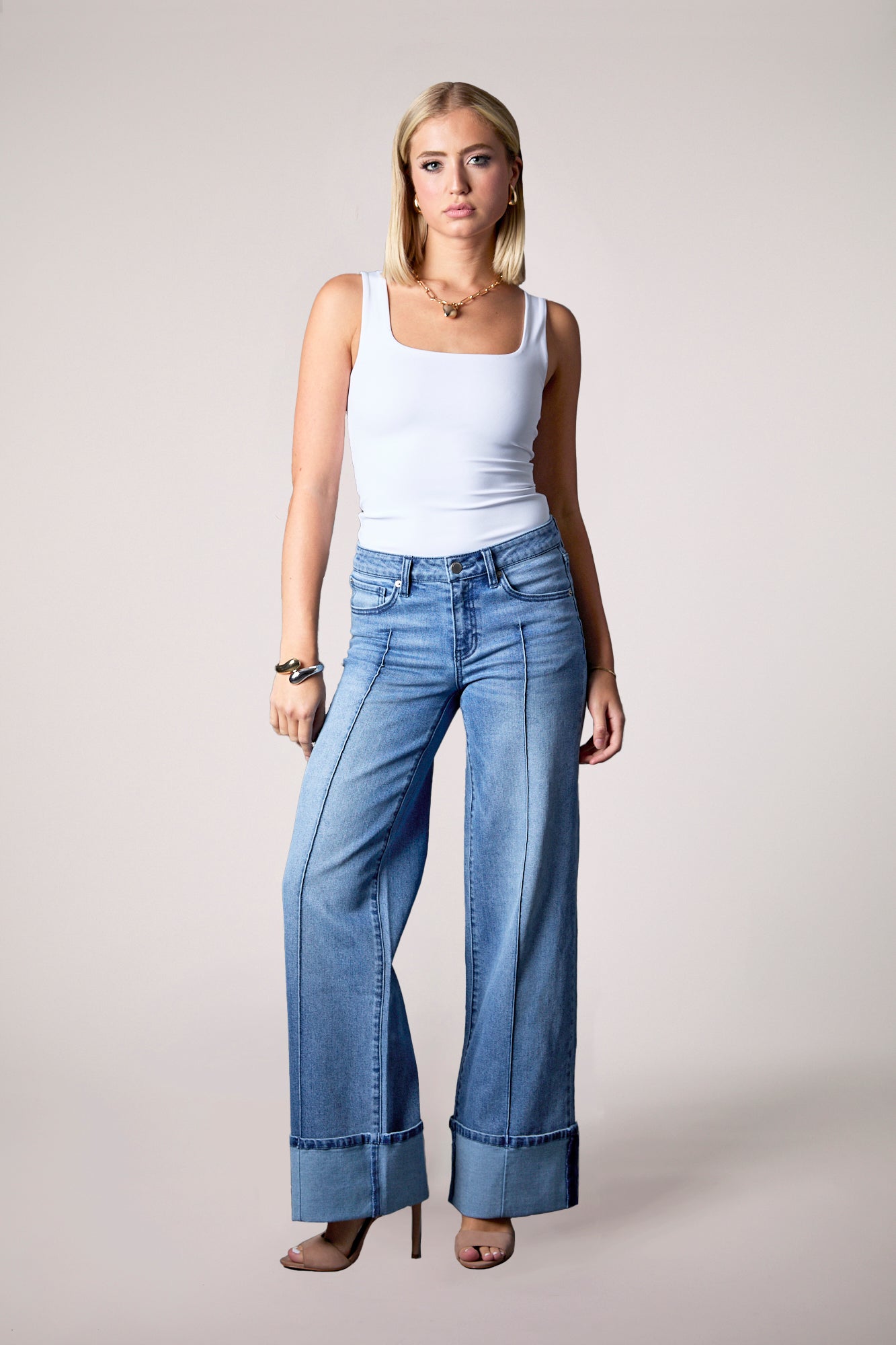 Cuffed Low Rise Recycled Wide Leg - Medium Tel Aviv
