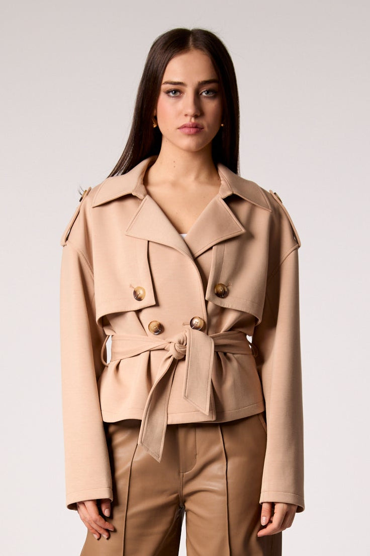 Charli Cropped Scuba Trench