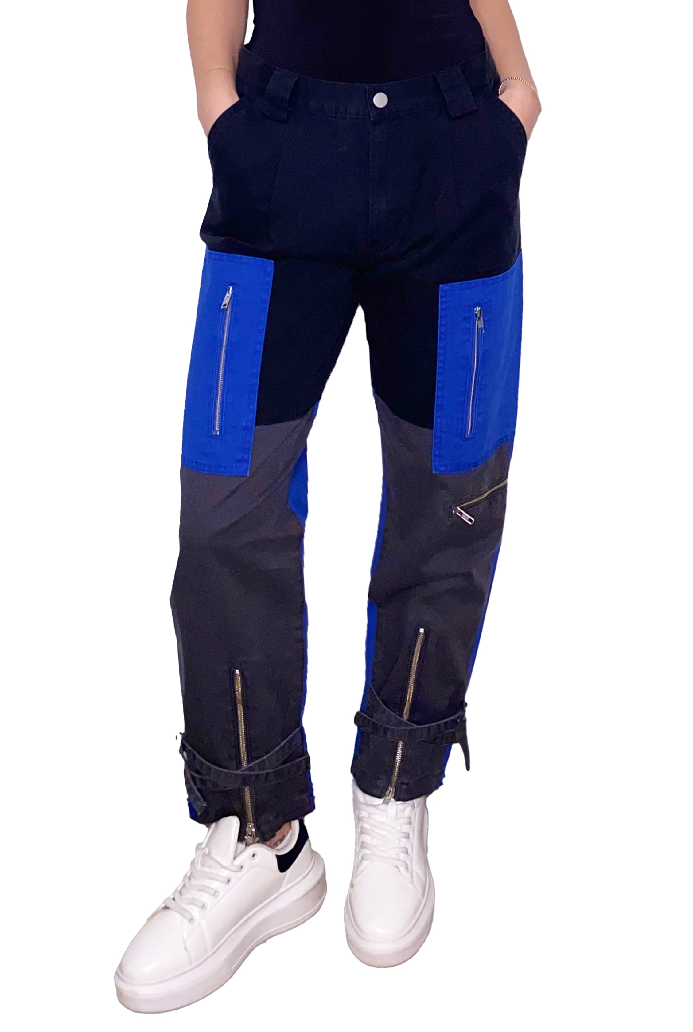 Rihanna Color block Utility Pant In Electric Blue