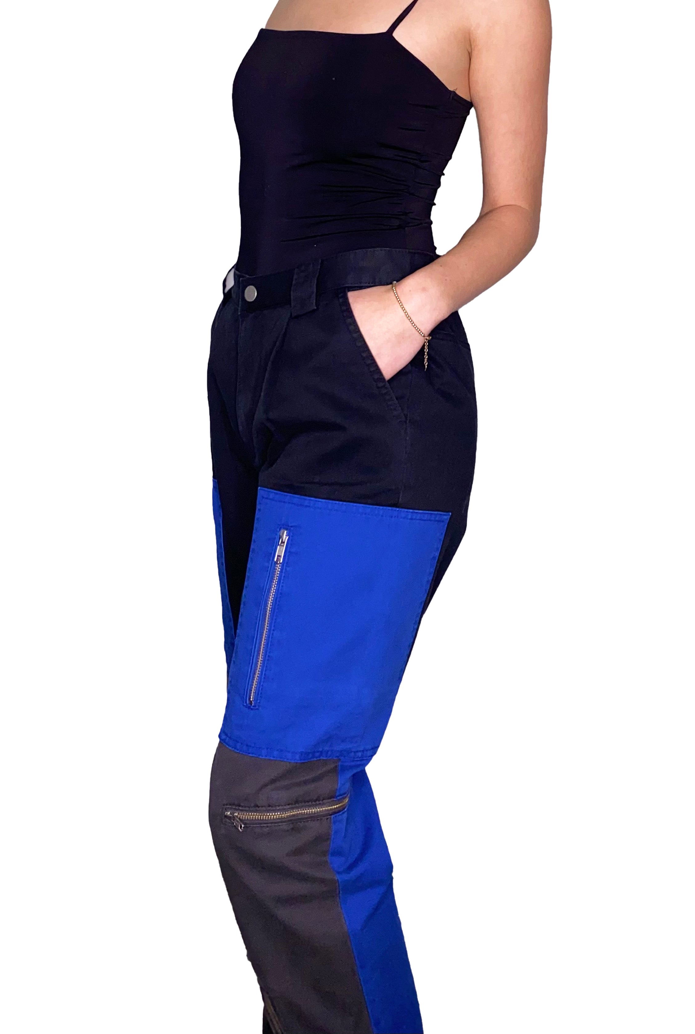 Rihanna Color block Utility Pant In Electric Blue