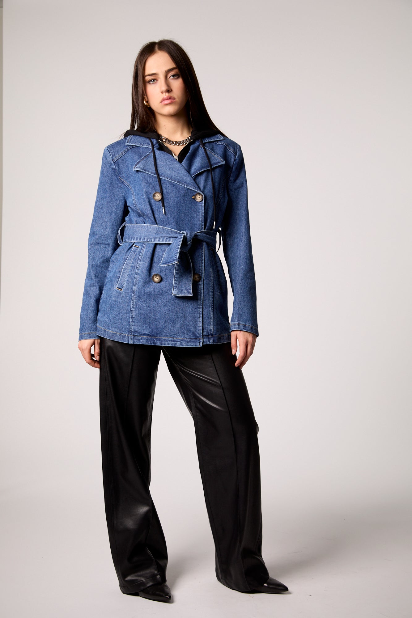 Gracie Trench With Removable Black Hoodie Insert