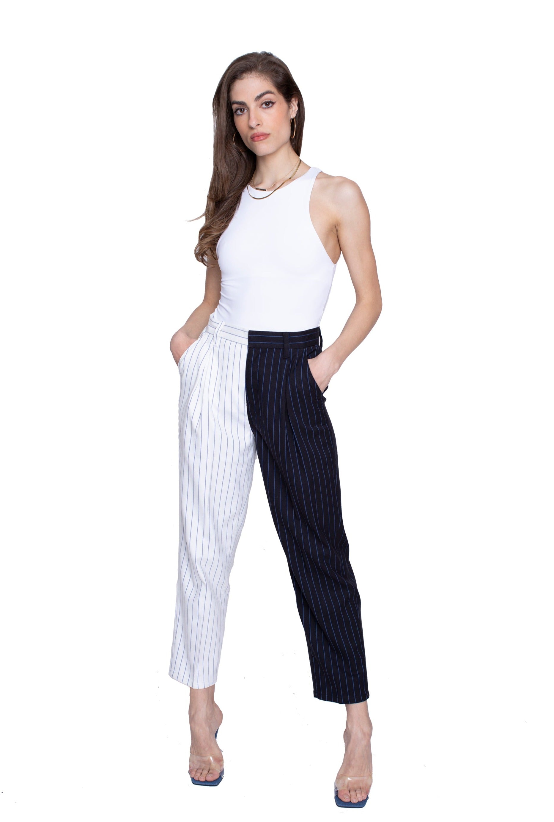 Happy Hour Pant In Blue & White Pinstripe