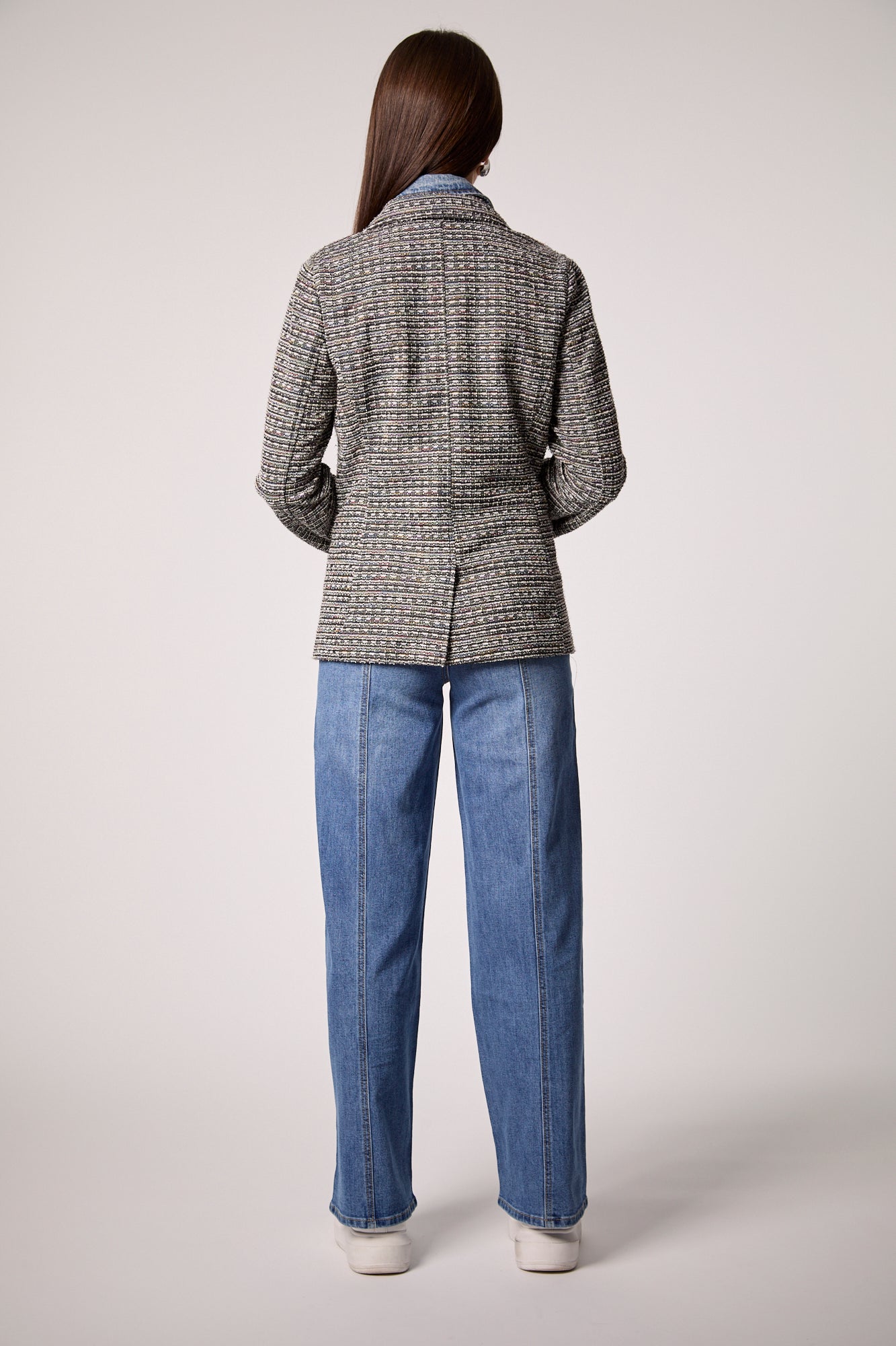 Helen Blazer With Removable Denim Insert - Rainbow Tweed