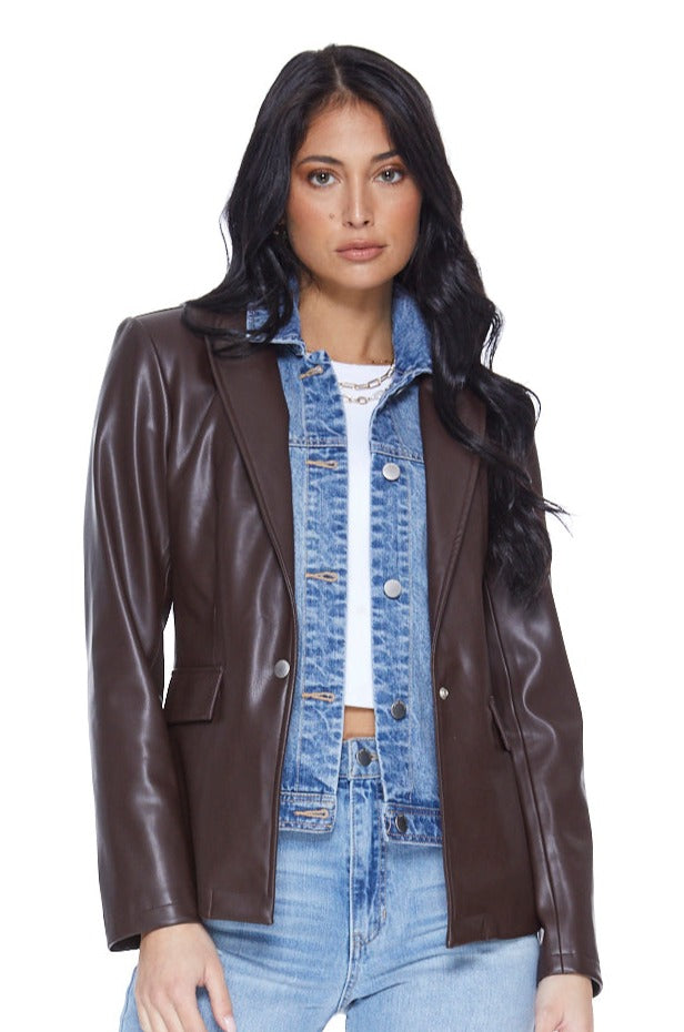 Helen Blazer in UNreal Leather in Chocolate