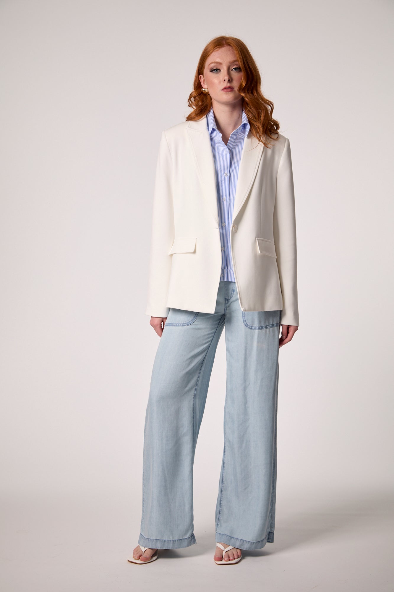 Helen Blazer With Removable Shirt Insert- Whipped Cream