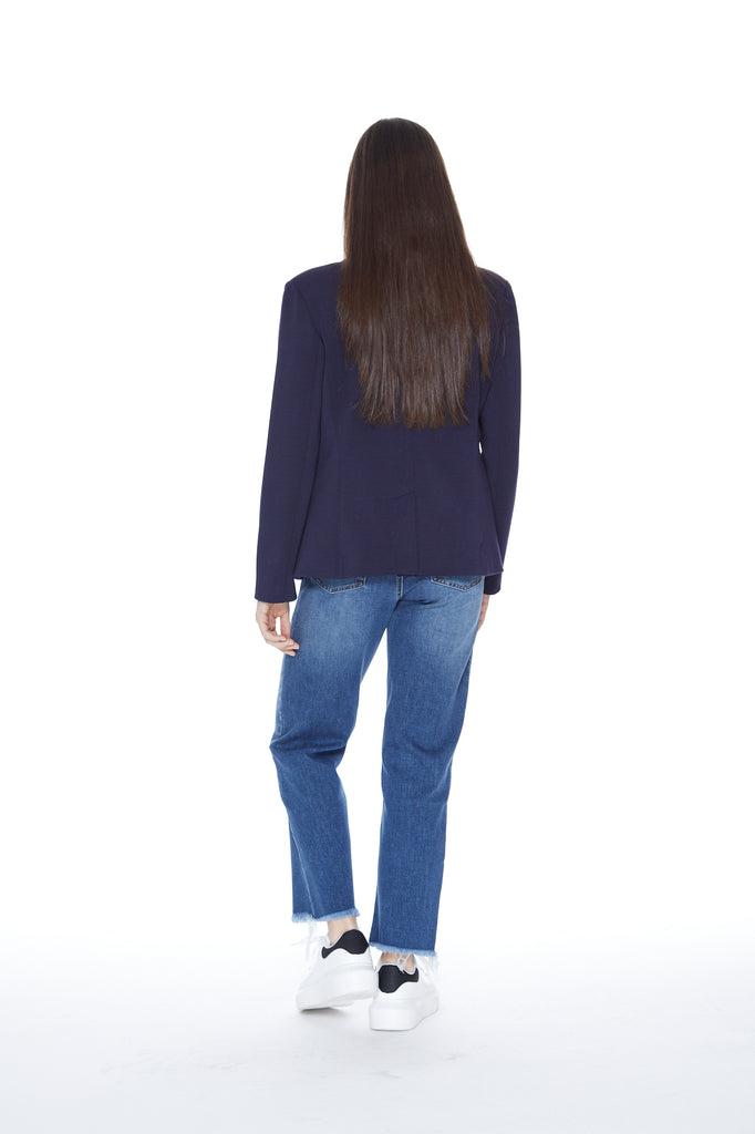 Helen Double Breasted Blazer in Navy & Grey