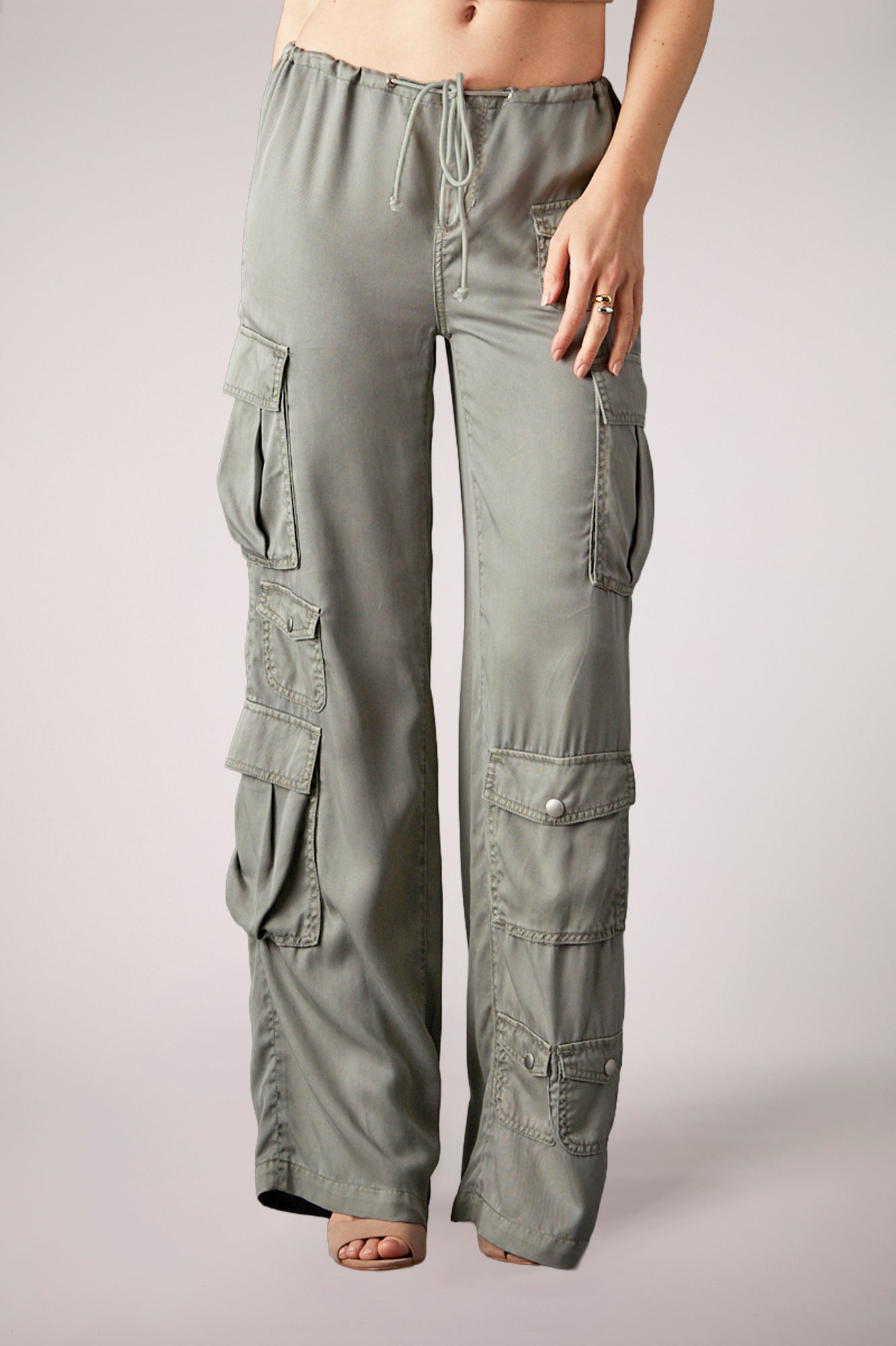 In Combat Tencel Wide Leg - Light Olive