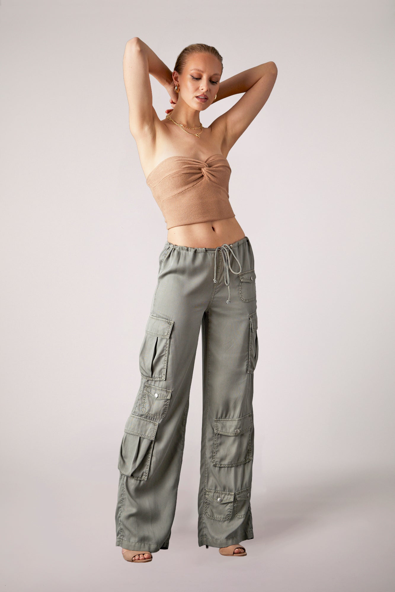 In Combat Tencel Wide Leg - Light Olive