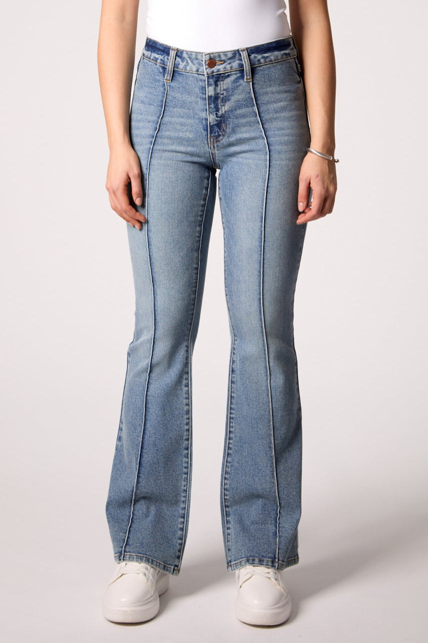 Maya Mid Rise Seamed Bootcut - Med Tel Aviv