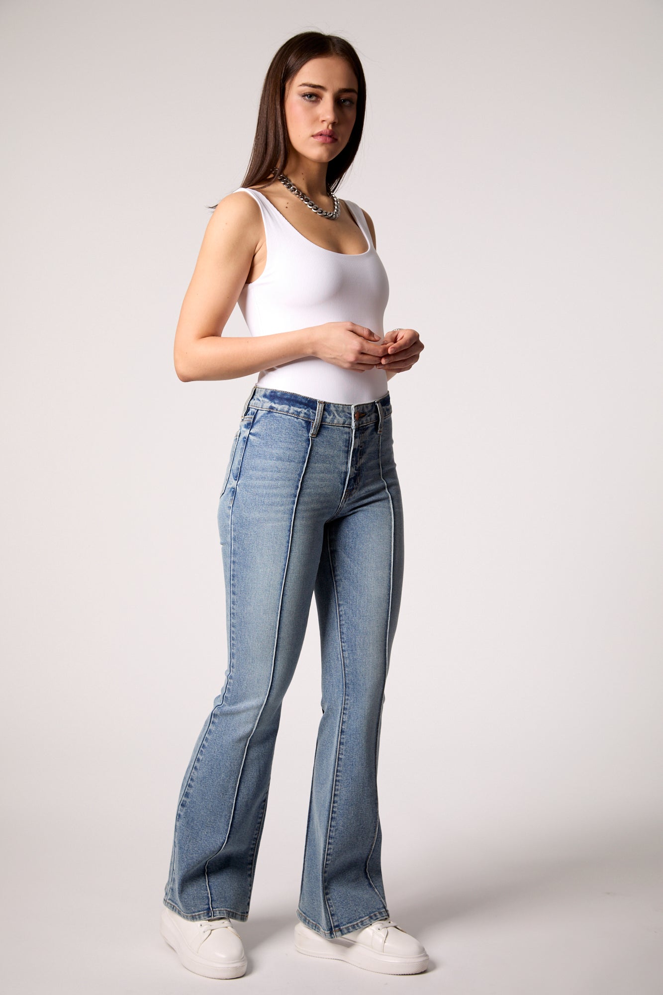 Maya Mid Rise Seamed Bootcut - Med Tel Aviv