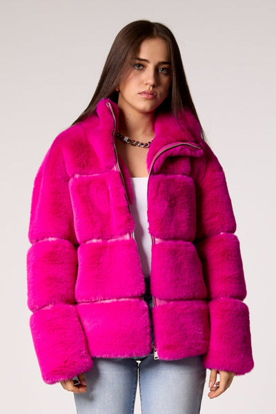 ジャケット・アウター Marshmellow kitty fur jacket (pink) Hot Pink Faux Fur Jacket - Oversized Shawl Collar – FINESSE