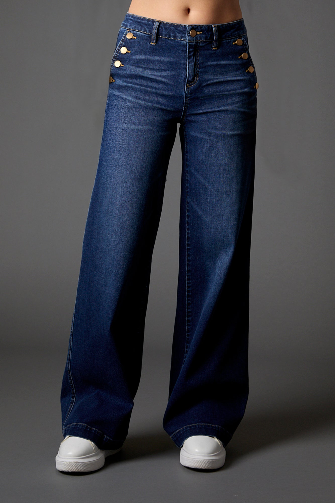 Selena Mid Rise Recycled Wide Leg - Deep Sea