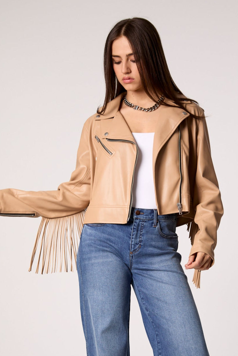 The Way She Moves Unreal Leather Jacket -  Sand Dune