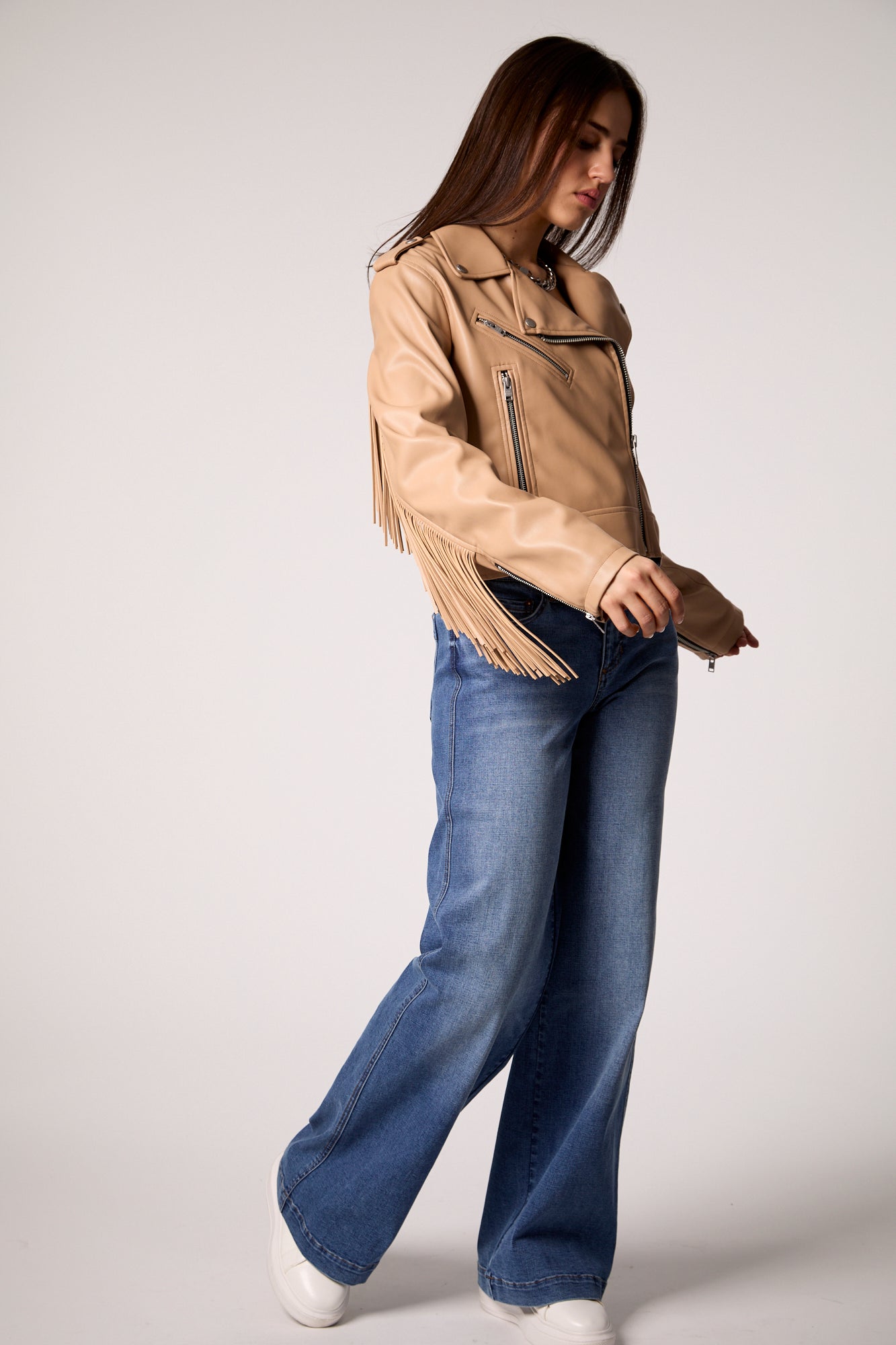 The Way She Moves Unreal Leather Jacket -  Sand Dune