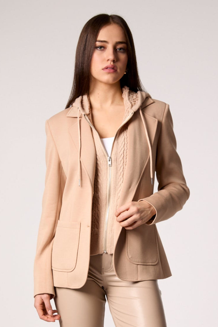 Toasty Cable Knit Blazer - Camel