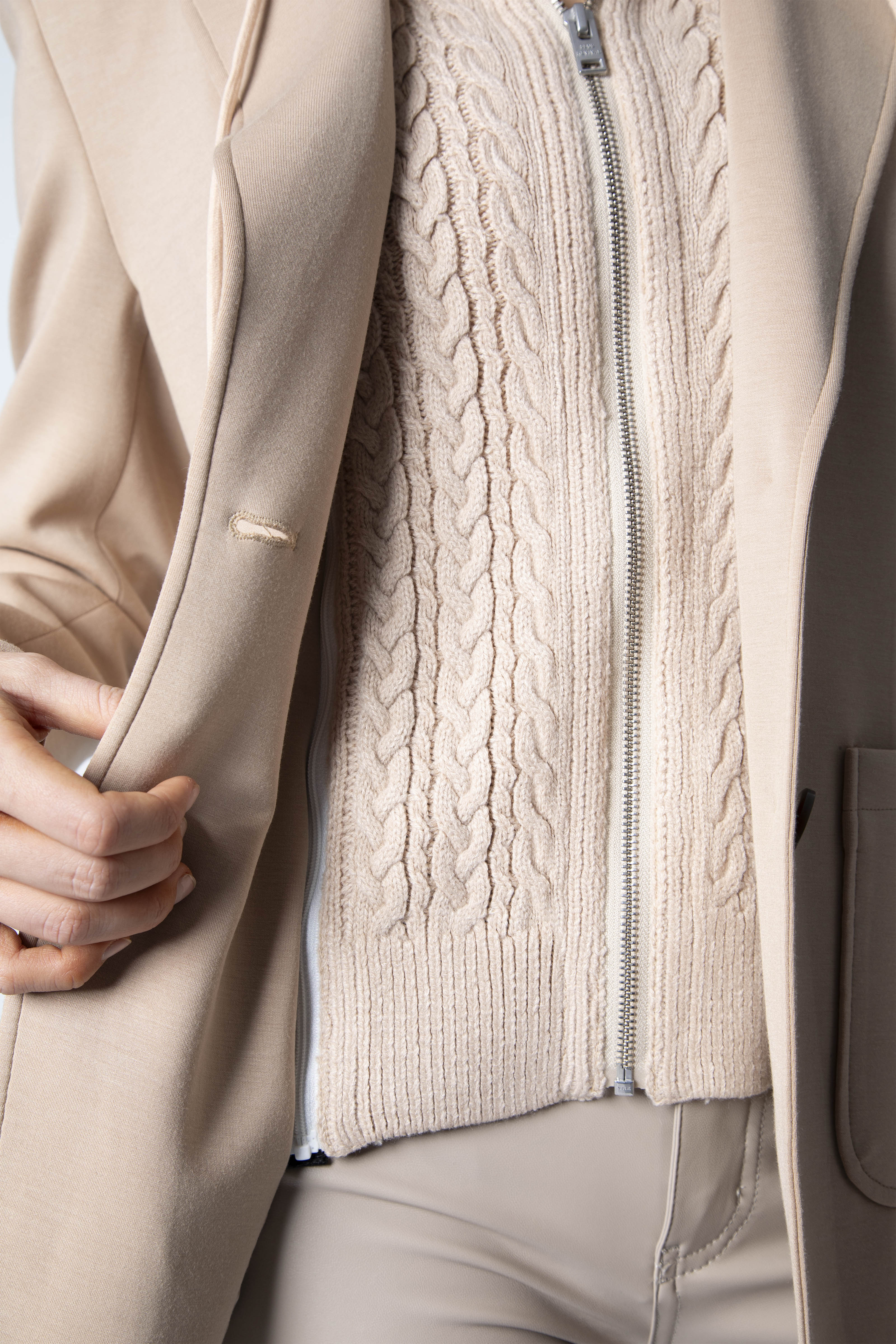 Toasty Cable Knit Blazer - Camel