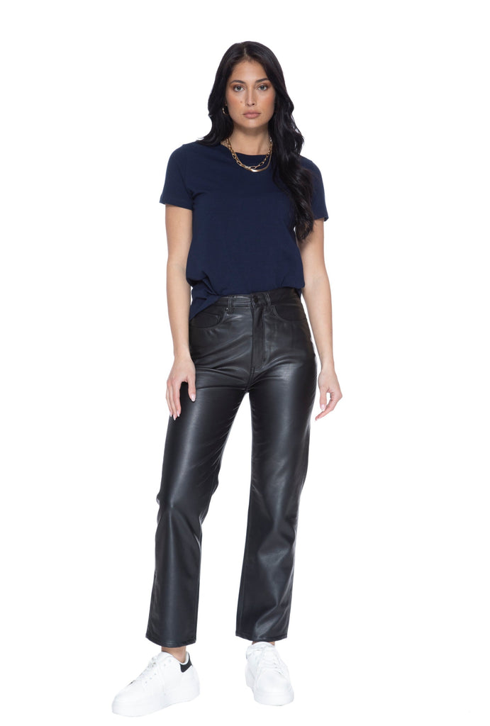UnReal Leather Straight Leg Pant in Black