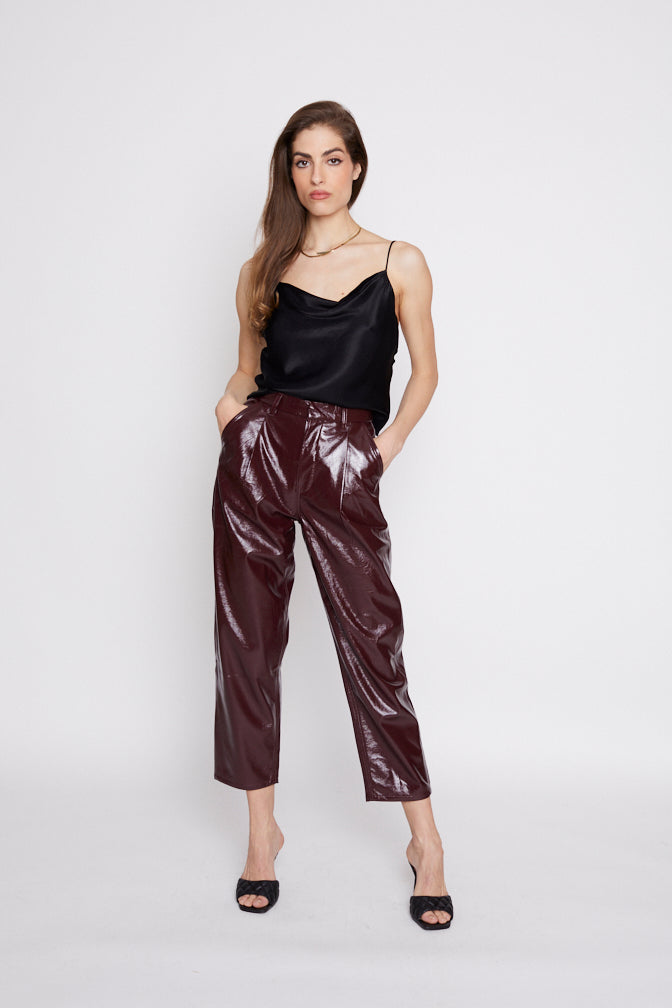 UNreal Patent Leather Trouser in Mahogany