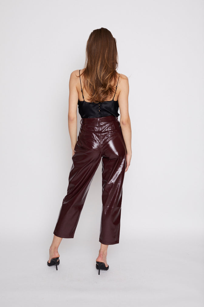 UNreal Patent Leather Trouser in Mahogany