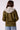 Blue Revival Bailey Bomber in olive, back view with removable gray hoodie hood and ribbed waistband.