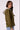 Blue Revival Bailey Bomber jacket in olive, side view showing the classic bomber silhouette and removable gray hoodie insert.