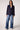 Blue Revival Helen double breasted blazer in navy without the removable grey hoodie insert, featuring silver buttons and front flap pockets.