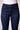 Close-up of Blue Revival Maya mid-rise recycled bootcut jeans in Amsterdam dark wash showing the mid-rise waistband and button closure.