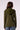 Blue Revival Toasty blazer with removable forest green cable knit hoodie insert, back view.