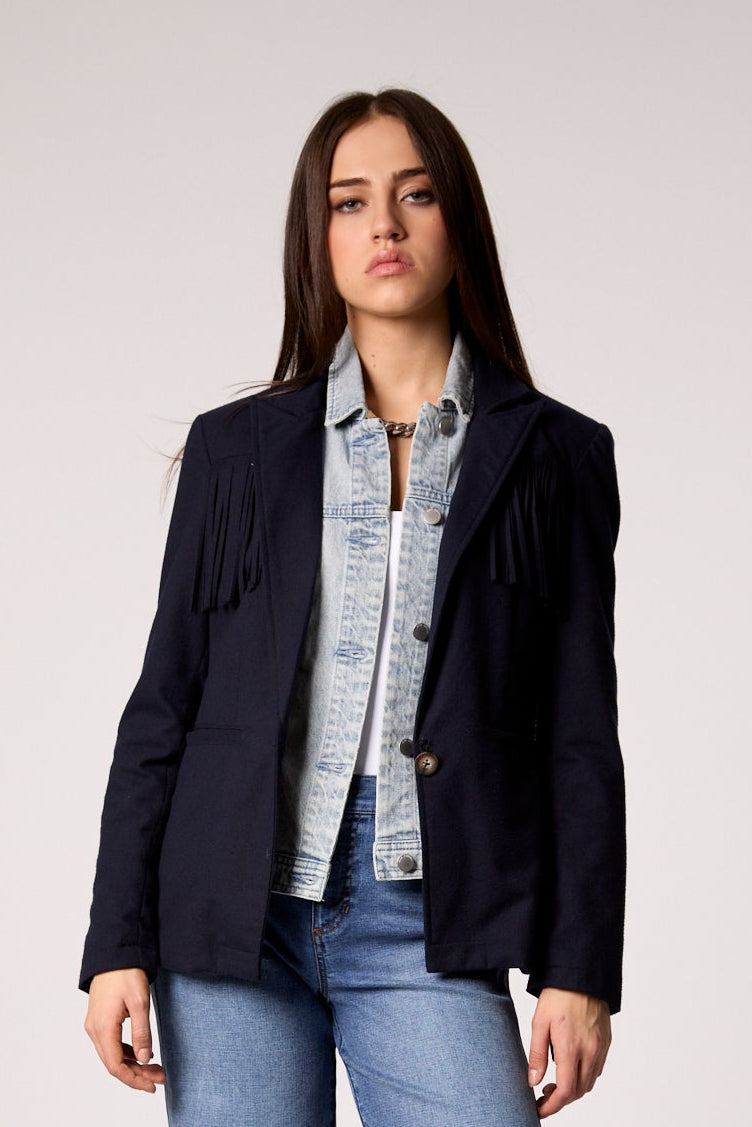 Helen Fringe Blazer - Midnight