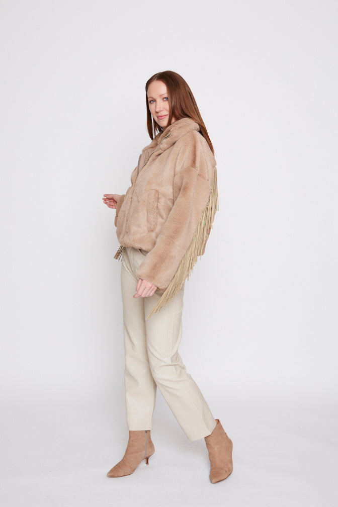 Dancing In The Moonlight Fringe Jacket in Ecru