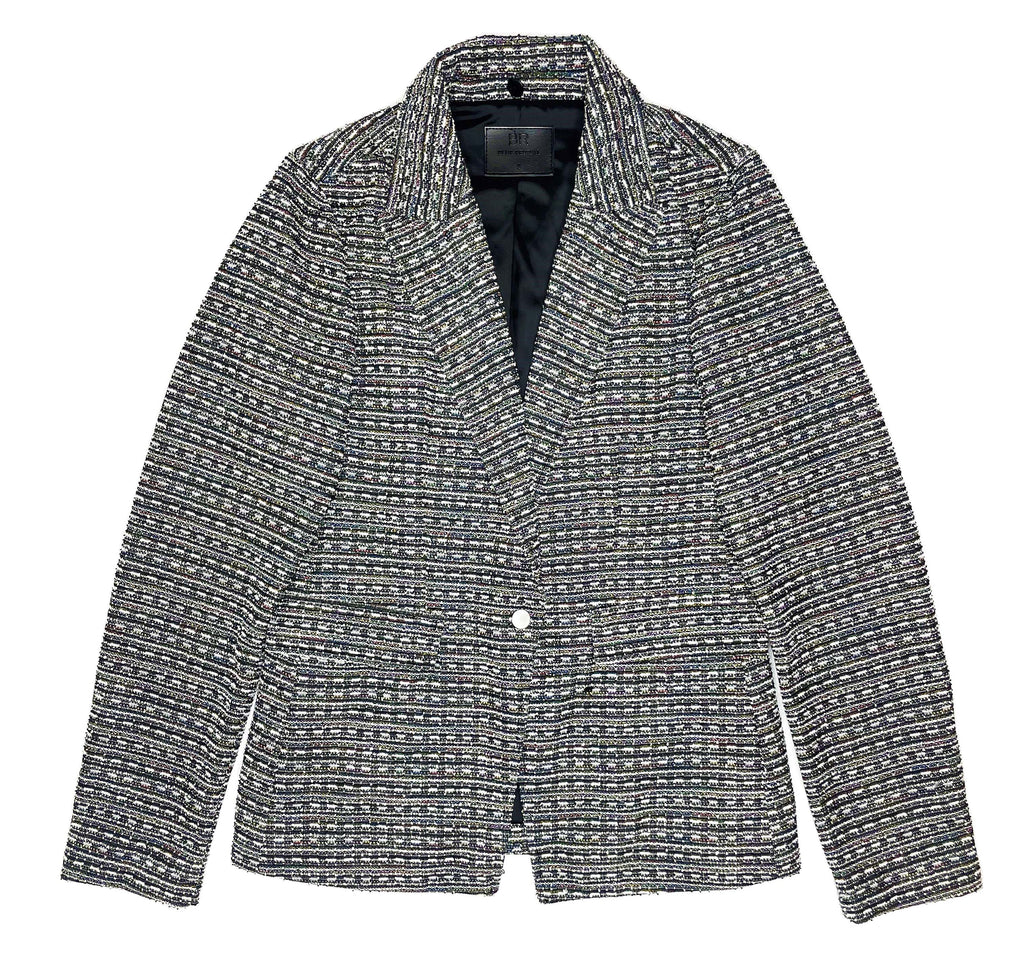 Helen Black & Rainbow Tweed Blazer With Removable Denim Insert