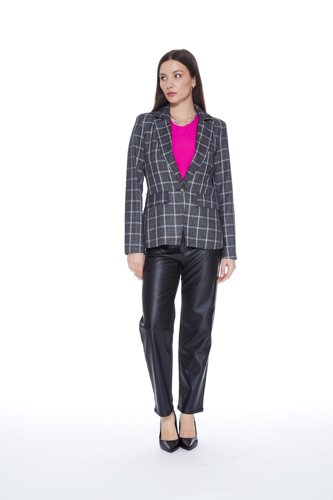 Hooded Helen Blazer in Charcoal & Black