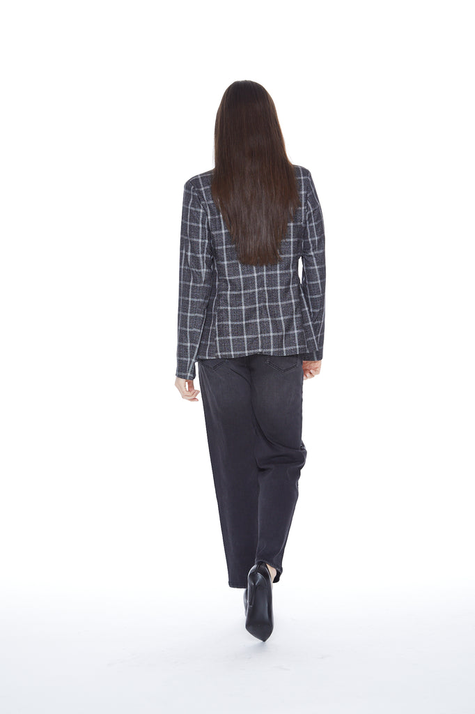 Hooded Helen Blazer in Charcoal & Black