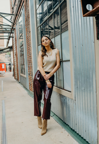 UNreal Patent Leather Trouser in Mahogany