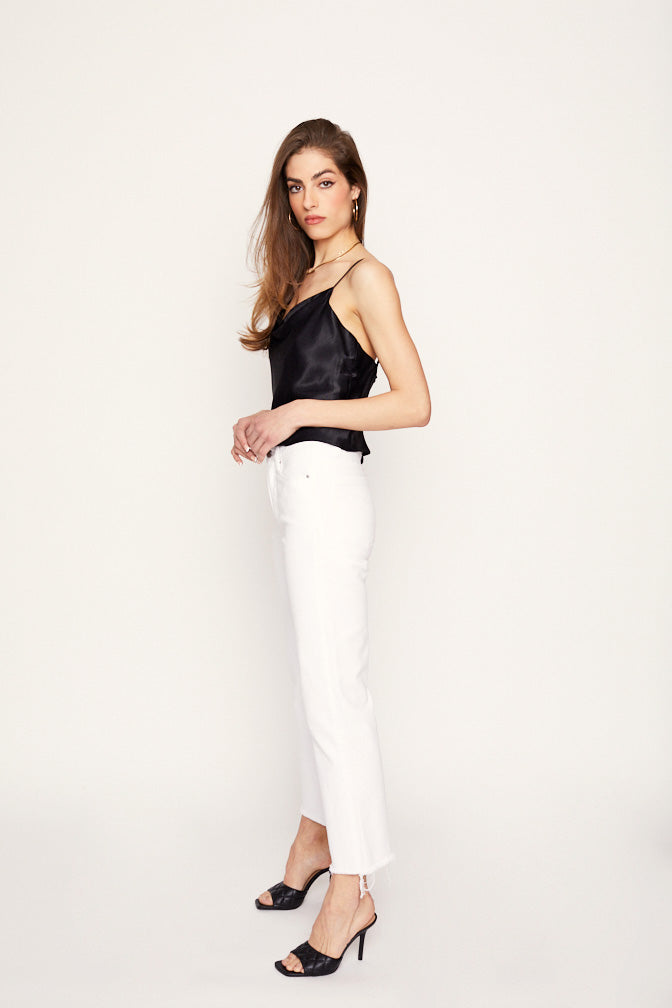 Quinn Mid Rise Straight Jean In White