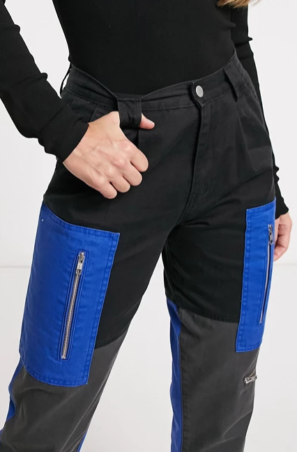 Rihanna Color block Utility Pant In Electric Blue